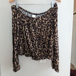 Leopard print off the shoulder top